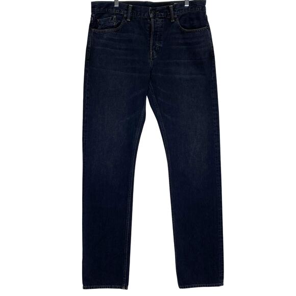 Vince Mens Jeans Straight Leg Button Fly Sz 33 Black Classic Dark Wash Neutral - Picture 1 of 9
